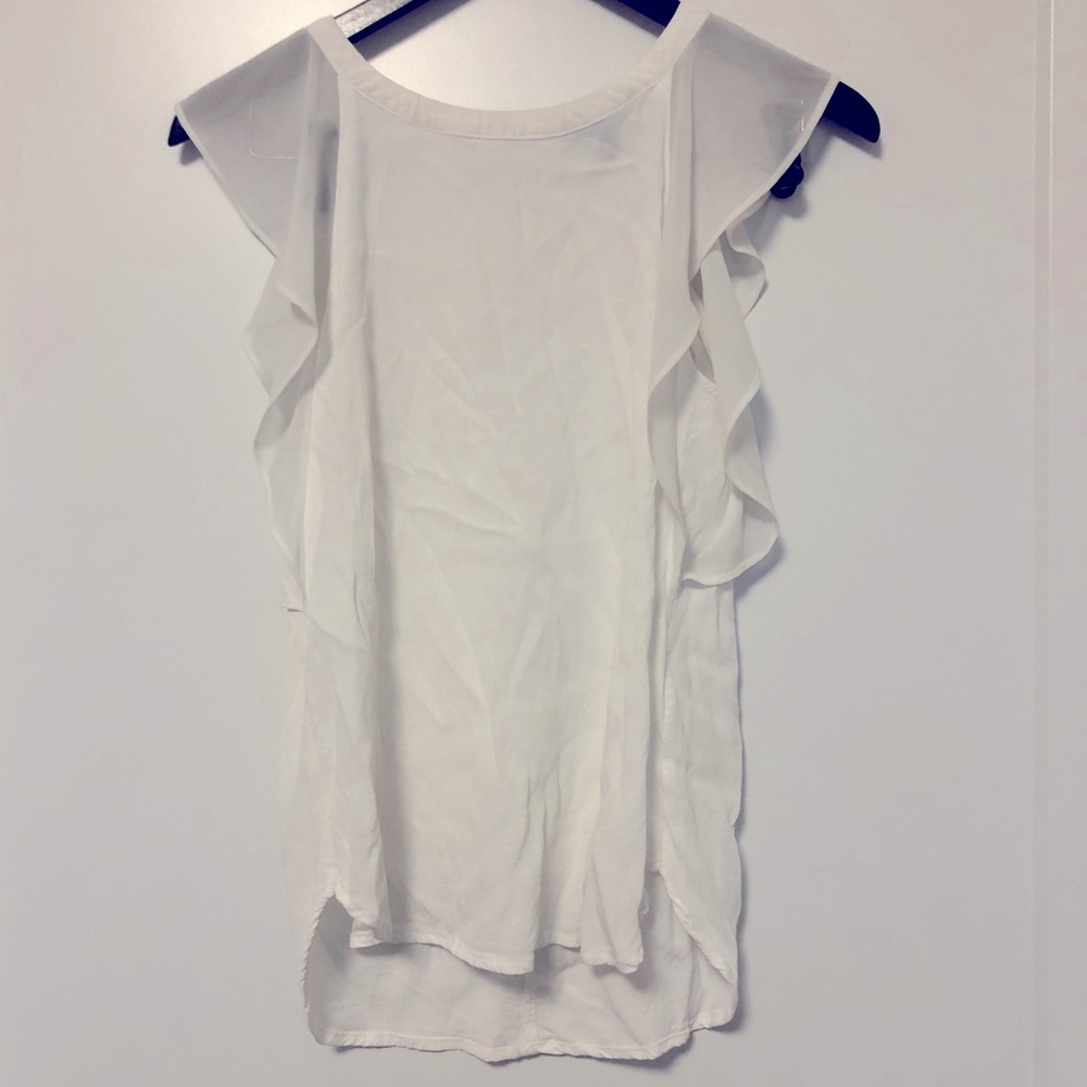 Women’s White Ruffle Sleeve Tank Blouse